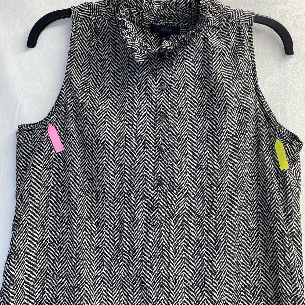 J. Crew Black and White Monochrome Pattern Sleeveless Blouse - Picture 2 of 16